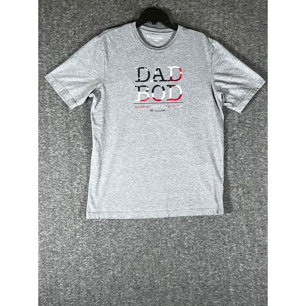 TravisMathew Mens Dad Bod Make Our Body Great Again Graphic T-Shirt Gray Large